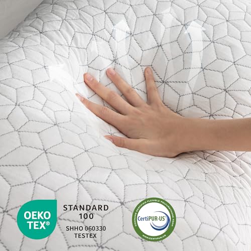 Cooling Shredded Memory Foam Pillows for Sleeping 2 Pack, Adjustable Bed Pillow for Side Back Stomach Sleepers Luxury Gel Pillows Queen Size Set of 2 with Washable Removable Cover - view 4