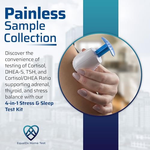 4-in-1 Stress, Sleep & Thyroid Test – Cortisol Test Kit at Home with DHEA-S, TSH, Cortisol/DHEA Ratio | Adrenal & Thyroid Hormone Panel | Clinical-Grade Accuracy | Painless Collection - view 2
