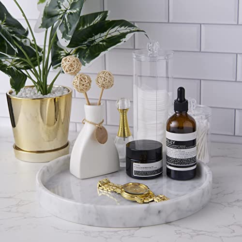 𝐋𝐮𝐱𝐮𝐫𝐲 𝐈𝐭𝐚𝐥𝐢𝐚𝐧 100% Marble Round Vanity Tray 10‘’, Minimalist Modern Decor & Serving Trays for Bathroom, Kitchen, Nightstand, Jewelry Ring Dish Holder, Table Accents Decor, White - view 6