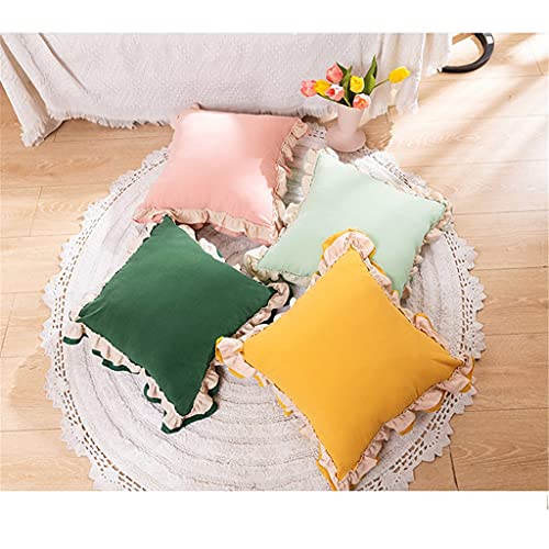 Solid Color Girl Series Lace Ruffle Washed Linen Core Cushion Bed Car Sofa Bedside Office Backrest Pillow(Bronze) - view 5
