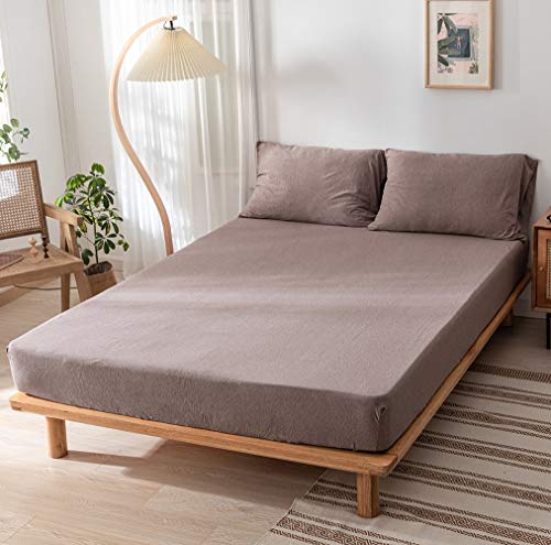 Queen Fitted Sheet Fits Up to 15" Deep Pocket, Solid Brown Coffee - view 2