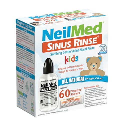 Sinus Rinse, Pediatric, Complete Saline Nasal Rinse Kit 60 Premixed Packets
