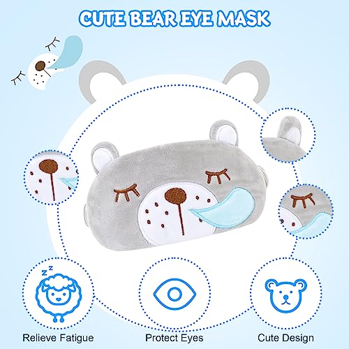 Travel Pillow for Kids Adult Cute Neck Pillow for Traveling Memory Foam Airplane Pillow Sleep Mask Animal Flight Pillow Head Rest Neck Support for Cars Long Flights (Bear, 9-12 Y/O) - view 6
