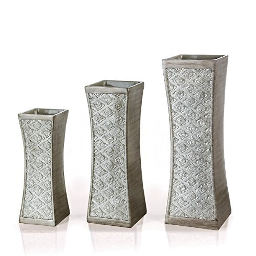 Dublin Silver Vases Set of 3 - Centerpieces for Dining Room Table, Decorative Vases Home Decor Accents for Living Room, Bedroom, Kitchen, Coffee Table Decor - Packaged in Gift Box - view 7
