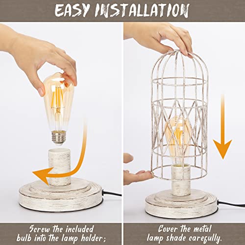 Small Table Lamp, 3-Way Dimmable Bedside Lamp with Brushed White Oak Cage - view 6