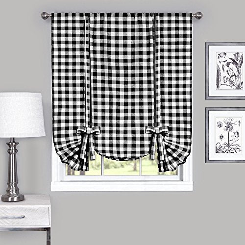 Buffalo Check Panel Curtain, 42 x 84 in, Black & White Plaid - view 3