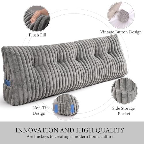 Queen Headboard Pillow, Triangular Wedge Pillow, Reading Pillows, Gray - view 5