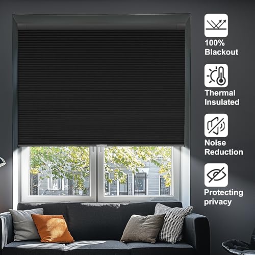 No Drill No Tools Blackout Cellular Shades,Black,Custom Size - view 6
