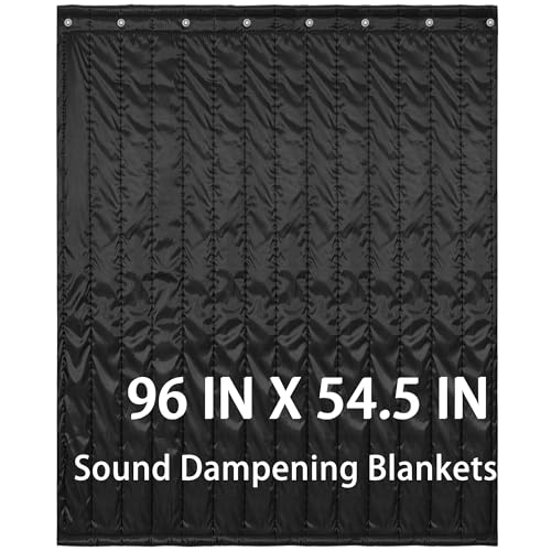 Extra Large Sound Dampening Blankets, 96" x 54.5" Sound Absorbing Blanket Sound Absorbing Curtains - 0.24" Thickness, Noise Reducing Blackout, Recording Studio Acoustical Treatments, Black