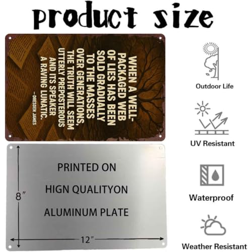Well Packaged Lies Funny Metal Sign 8x12 Inch, Aluminum Wall Decor for Living Room Bedroom Office Study Room Library Cafe and Bookshop - view 3