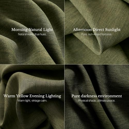 Vintage Olive Dark Green Pinch Pleated Linen Curtains 90 inch Long - view 5
