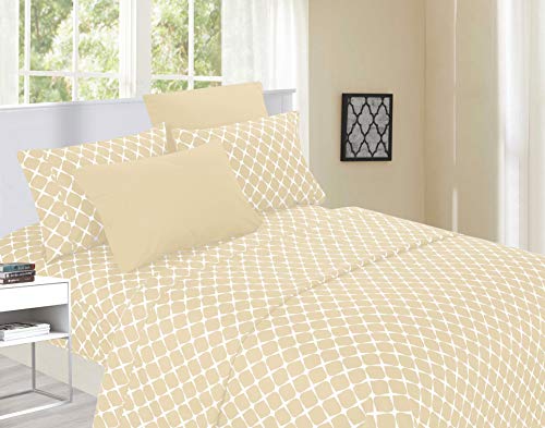 Luxury Soft Bed Sheets Bloomingdale Pattern - 1500 Premium Hotel Quality Microfiber Softness Wrinkle and Fade Resistant (6-Piece) Bedding Set, Queen, Linen Cream - view 2