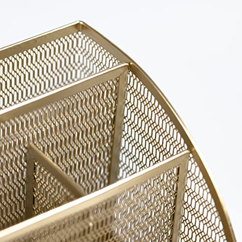 Gold Desk Organizer with Drawer | Metal Desktop Caddy with Six Compartments for Office Supplies | Stylish Desk Organizers and Accessories for Home or Office - view 5