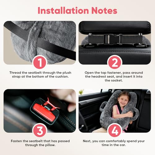 Car Pillow for Kids, Removable, Washable Pillowcases and Pillow Inserts(The only Upgrade on the Market),Travel Pillow for Car Sleeping(Pink) - view 6