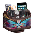 360° Rotatable Remote Control Holder,PU Leather TV Remote Caddy for Table