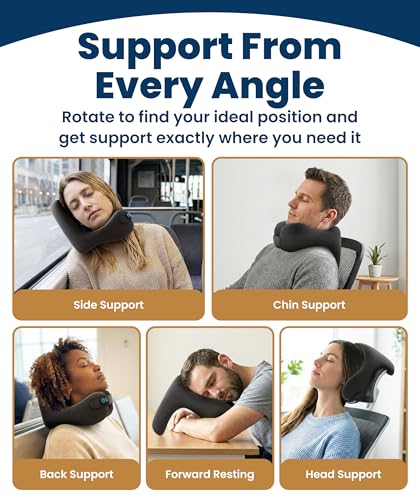 Upgraded Neck Pillow for Airplanes – Memory Foam Travel Headrest for Flying – Portable Multi-Position Travel Pillows with 360°Support – Long Flight Essentials for Sleep & Home Use - view 3