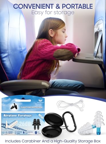 Ear Plugs for Airplane Pressure Relief, Kids 6+, Adults/Small Canal Reusable Airplane Earplugs 26dB, with Silicone Connector Cord, Travel Essentials for Flying, Ear Protection Earplugs - view 6