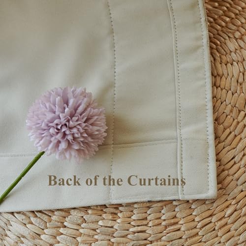 Cotton Linen Solid Colour Curtains, Beige Pinch Pleat Curtains with Embroidered Trim for Living Room, Sliding Patio Doors Bedroom (50Wx96L (Set of 2)) - view 5