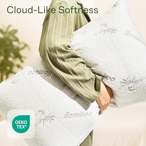 Cloud-Like Pillow Protectors with Zipper Standard Size - Breathable Cooling Pillow Covers for Hot Sleeprers - 100% Resistant to Stains, Dust & Dirt (White 2-Pack) - view 3