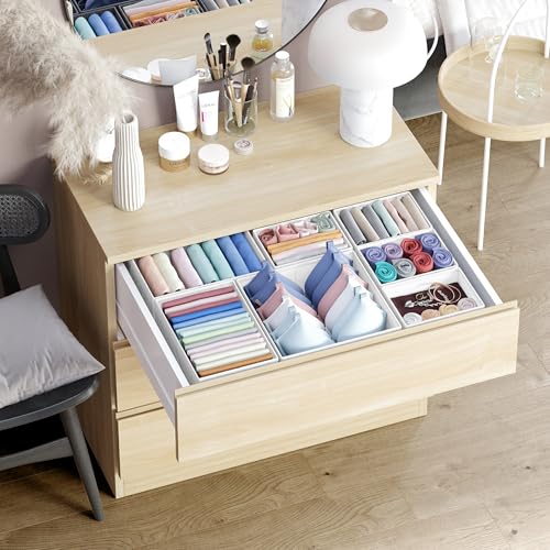 Drawer Organizer Clothes Set of 12 White-Grey - Dresser Organizer For Nursery, Bedroom, Closet - Perfect Baby Clothes Organizer and Storage & General Nursery Organization or Dresser Drawer Organizers - view 5