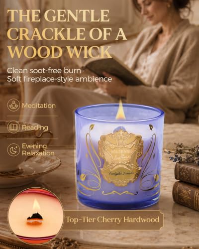 Eucalyptus Lavender Scented Candles with Wood Wick 13oz 75h - view 3