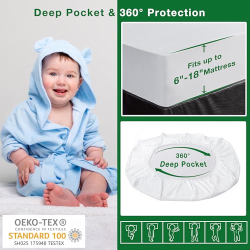 Waterproof Mattress Protector, Extra Soft King Size Waterproof Mattress Protector, 6-18 Inches Depth, Elastic Skirt Design - view 5