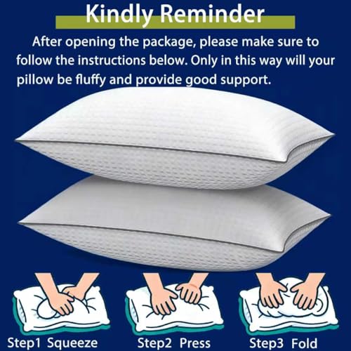 Bed Pillows for Sleeping Queen Size Set of 4,Hotel Collection Cooling Breathable Pillows for Side and Back Sleepers Down Alternative Filling Luxury Soft - view 6