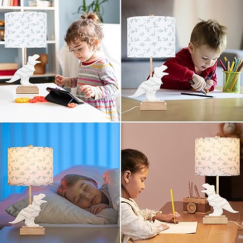 Kids Dinosaur Table Lamp for Boys Girls Bedroom 23" Bedside Lamp for Children Gift Cute Small White Nightstand Lamp for Nursery(LED Bulb Included) - view 5