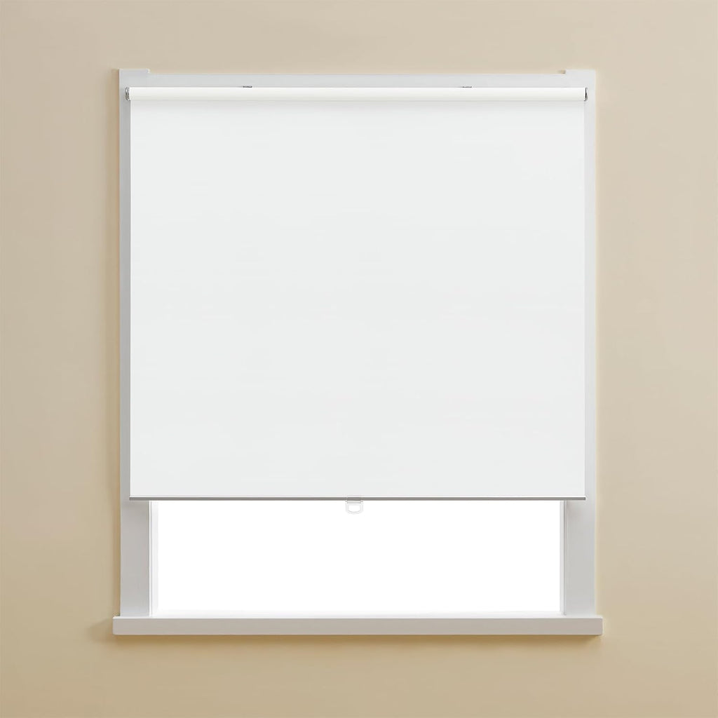 Cordless 100% blackout roller shades for windows, UV protection pull down shades, room darkening door blinds thermal insulated fabric for home office and bedroom (14" W x 72" H, White) - view 7