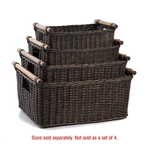 Pole Handle Wicker Storage Basket, M, Walnut Brown - view 4