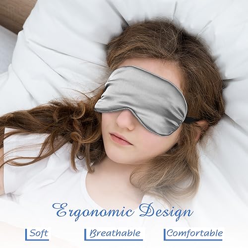 4 Pack Silk Sleep Eye Mask, Black, Grey, Dark Green, Pink - view 5
