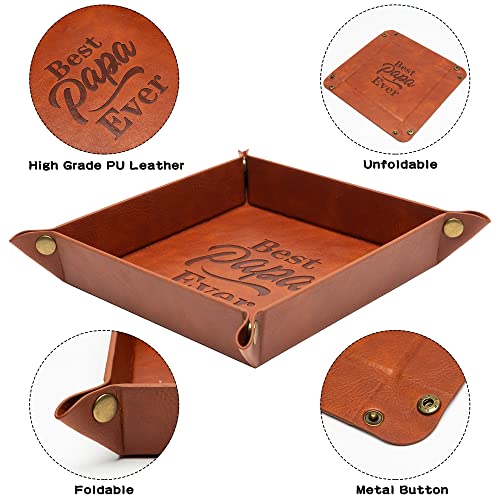 Best Papa Ever PU Valet Tray and Keychain Desktop Storage Organizer - view 3