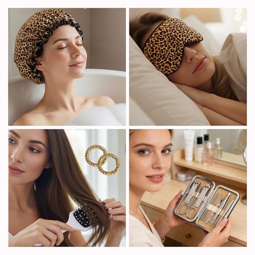 Mother's Day Gifts for Mom, 33 Pcs XXL Leopard Bath and Body Gifts Basket Set for Women, Hydrating Skin Care Set, Self Care Gifts Kit, Birthday, Home Spa Gift Set for Women, Christmas, Anniversary - view 6