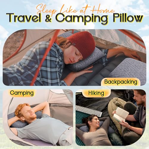 Travel Pillow for Sleeping Camping, Memory Foam Small Pillow with Breathable Cover for Backpacking, Airplane, Car (15.5 X 12 Inch) - view 6
