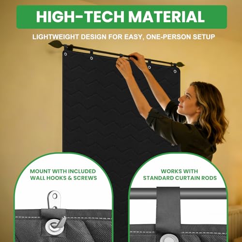 Sound Dampening Blanket for Windows & Studios, 78”L x 48” W, 2 Pcs, Black - view 5