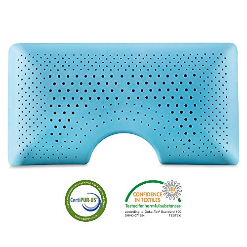 Z Shoulder Zoned Dough Memory Foam Pillow - Gel Infused - Premium Tencel Cover - 5 Year U.S. Warranty - Mid Loft - Queen, Blue - view 6