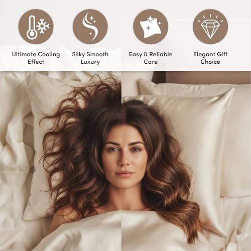 Plant-Derived Cooling Viscose Pillowcases Set of 2, Moisture Wicking, Smooth & Breathable Standard/Queen Pillow Covers for Hair & Skin Care, Soft Sleep Pillowcase Set (Navy, Standard) - view 4
