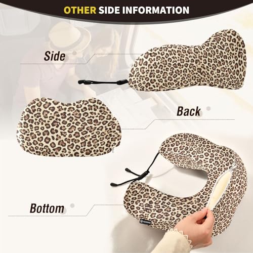 Leopard Cheetah Print Animal Gemoetric Neck Pillow Travel for Sleeping Airplane Travel Kit with Snap Clip & Storage Bag - view 5