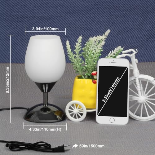 Touch Control Table Lamp Dimmable Small Lamp, Ambient Light with Opal Glass Shade Simple Night Light, Modern Accent Lamp Bedside Nightstand Lamp for Bedroom Living Room, E12 Bulb Included - view 4