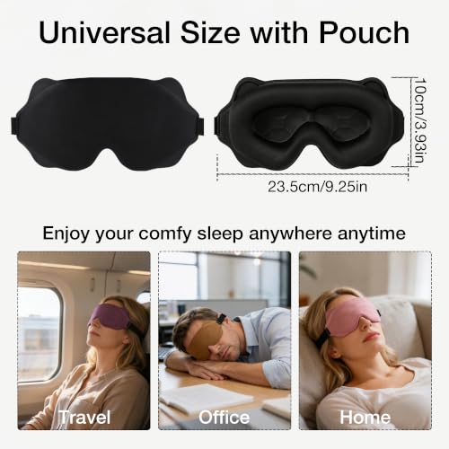 6D Sleep Mask, Light Block 0 Pressure with Earplug & Pouch, Purple - view 7