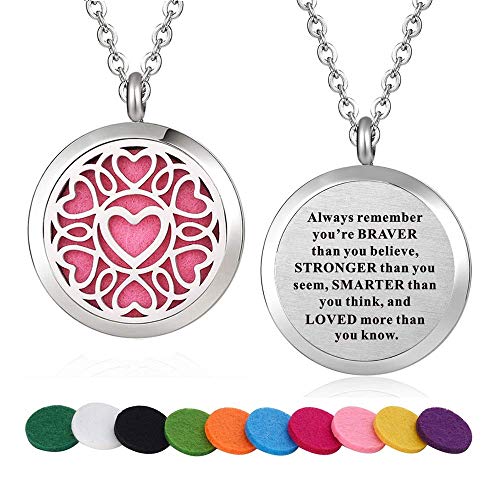 Stainless Steel Heart Aroma Therapy Aromatherapy Essential Oil Diffuser Necklace Locket Pendant