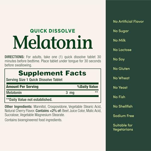 Melatonin 3mg Quick Dissolve, 240 Count - view 5