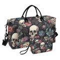 Skull Travel Duffle Gym Bag, Skull Color Flower Weekender for Women with Toiletry Bag Travel Tote