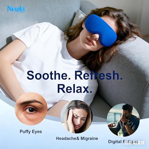 Cooling Gel Eye Mask for Puffy Eyes: Upgraded Full-Eye Coverage: Larger Contoured Cold Compress for Dark Circles & Eye Bags, Soft Flexible Reusable Gel, Adjustable Strap, Travel Pouch (Blue) - view 6