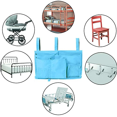 Bedside Caddy Hanging Organizer Storage Bag Pocket for Bunk and Hospital Beds, College Dorm Rooms, Baby Bed Rails, Camp - 4 Pockets and 2 Hooks - view 6