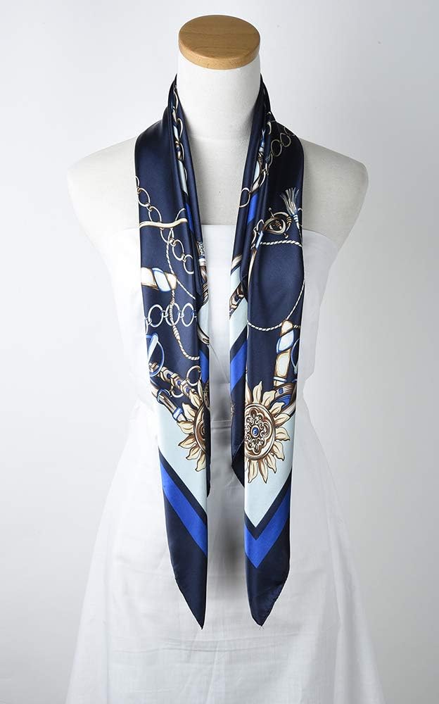 35 x 35 Satin Square Scarf for Women, Silk-Feel Hair Wrap, Large Bandana, Neck Wrap, Headscarf & Fashion Accessory - view 5