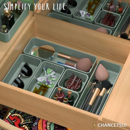 6 PCS Stackable Drawer Organizers Set, Versatile Desk and Vanity Drawer Organizer Trays, Storage Bins for Makeup, Bathroom, Bedroom, Kitchen and Office, Green - view 3