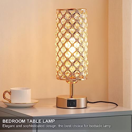 Gold Crystal Touch Lamp for Bedroom with USB-C/A, Bulb Included - view 7