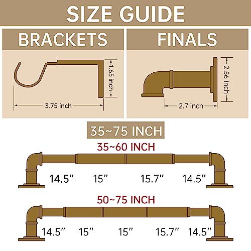 Industrial Curtain Rods, 35 to 75 Inches, 7/8 Inch Diameter, Black - view 4