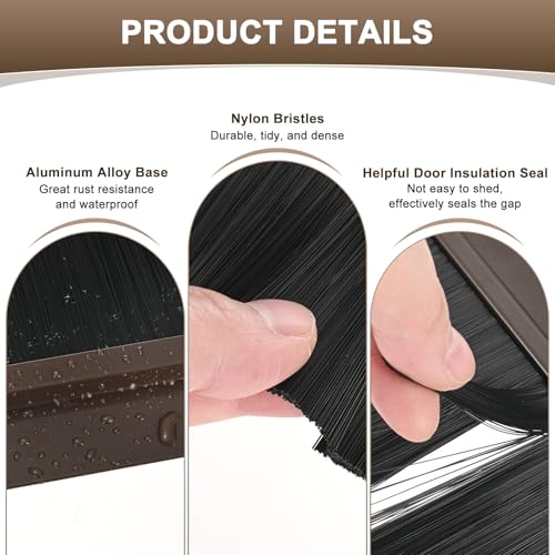 2Pack Door Sweep - 39" Door Bottom Brush with 30mm Brush Brown - view 2